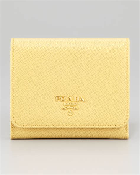 prada yellow card case|authentic prada wallet.